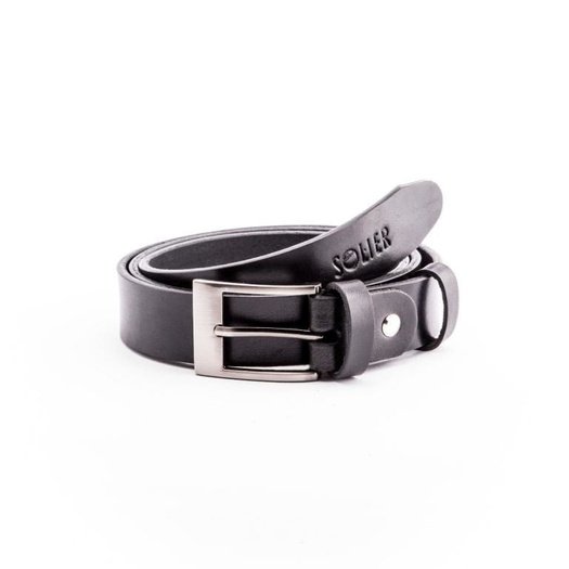 Elegant black leather belt SOLIER SB10