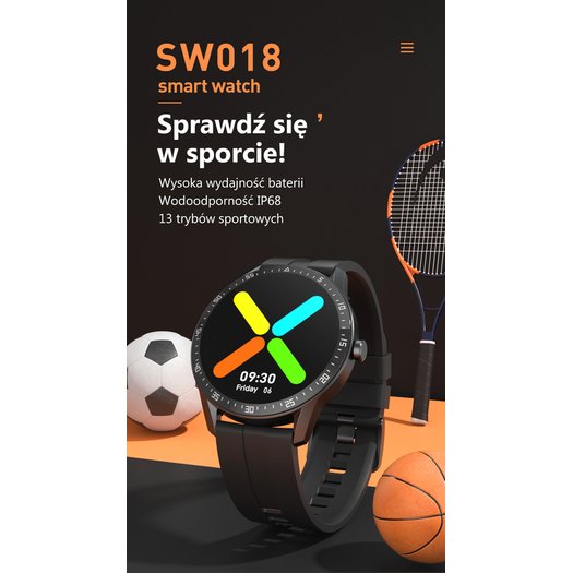 Išmanusis laikrodis  SMARTWATCH G. Rossi SW018-4 juodas/raudona (zg335d) 