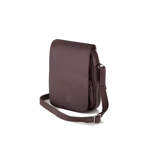 Brown leather messenger Ipad case SL32