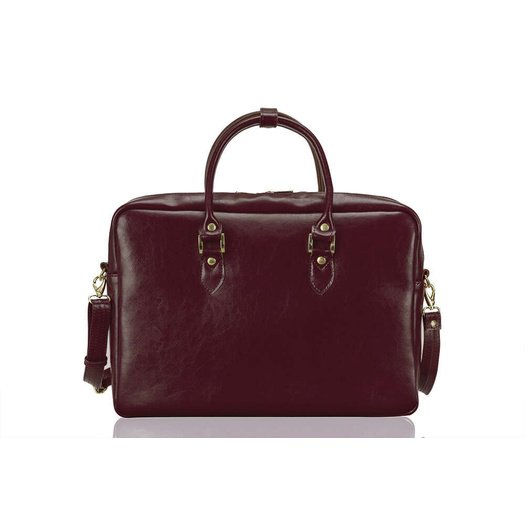 Genuine leather women s laptop bag Marina red