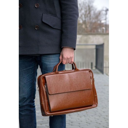 Vintage Brown leather shoulder laptop bag Solier Rothen SL30 