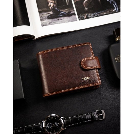 Leather wallet RFID PETERSON PTN WL-0305L-COM