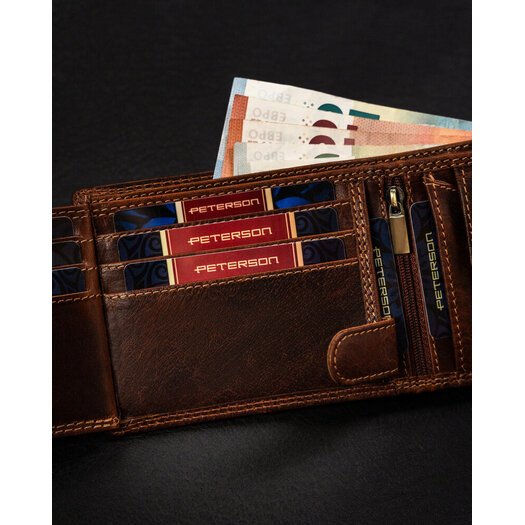 Leather wallet RFID PETERSON PTN WL-0305L-COM