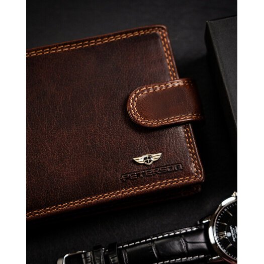 Leather wallet RFID PETERSON PTN WL-0305L-COM