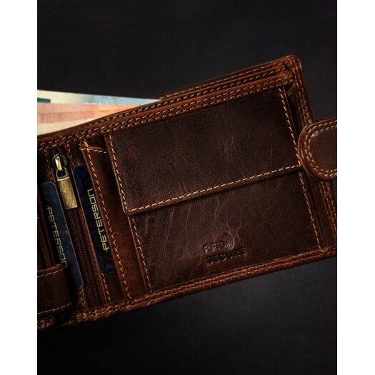 Leather wallet RFID PETERSON PTN WL-0305L-COM