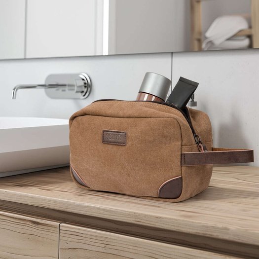 Men s canvas beauty bag SK05 light brown