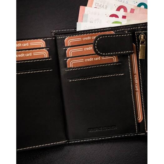 Leather wallet RFID BUFFALO WILD MR-04L-BAW-BL