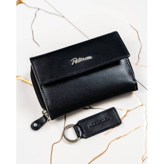 Leather wallet & key ring gift set PETERSON PTN SET-D-69-KCS