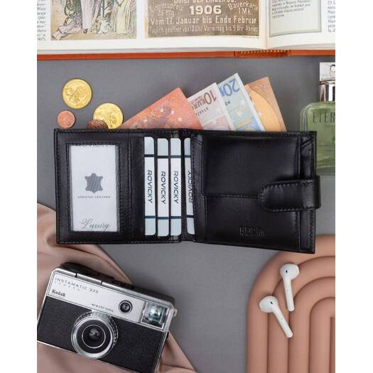 Leather wallet RFID RONALDO RM-01L-BCF-BP