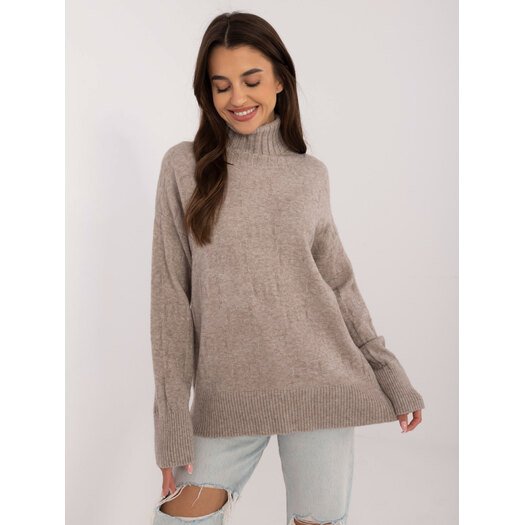 Sweter-AT-SW-2342-1.35-ciemny bezowy