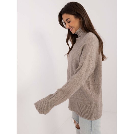 Sweter-AT-SW-2342-1.35-ciemny bezowy