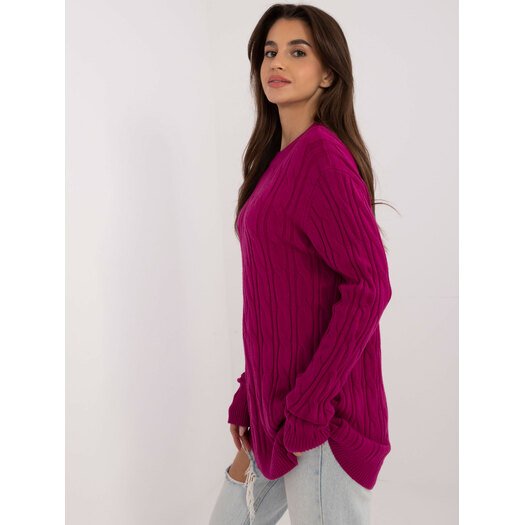 Sweter-AT-SW-2343.88-ciemny fioletowy