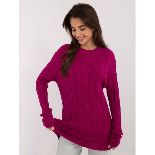 Sweter-AT-SW-2343.88-ciemny fioletowy