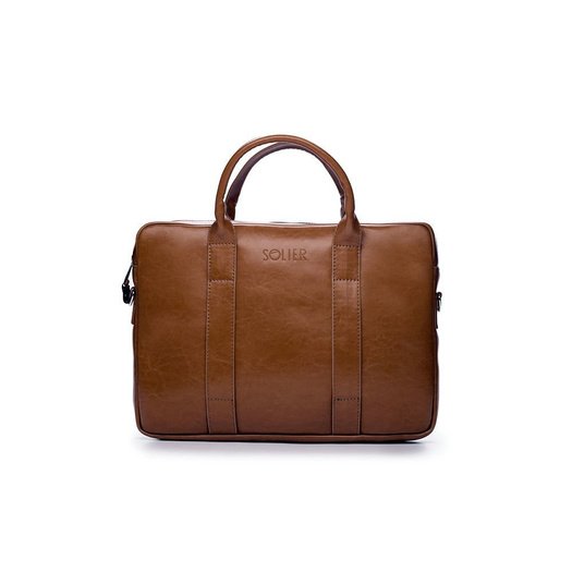 Vintage brown leather shoulder laptop bag EDYNBURG