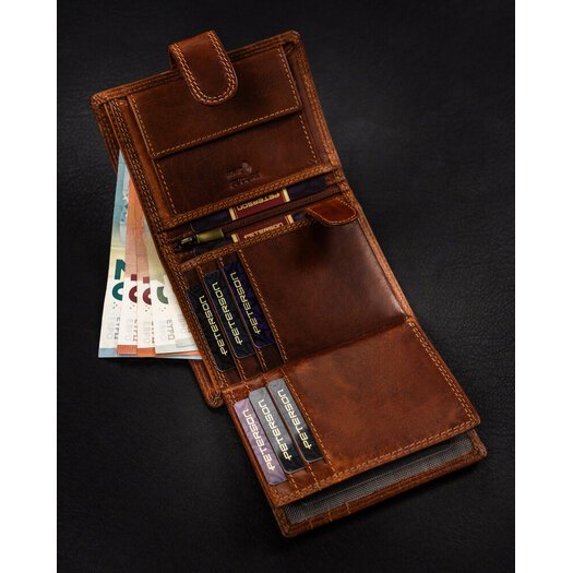 Leather wallet RFID PETERSON PTN WL-0306L-COM