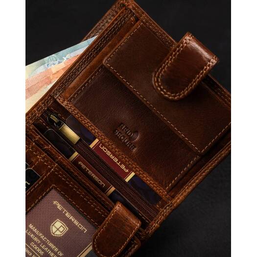 Leather wallet RFID PETERSON PTN WL-0306L-COM