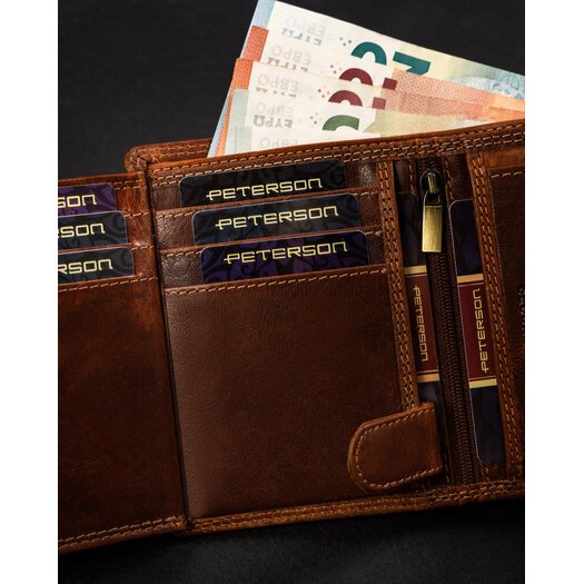 Leather wallet RFID PETERSON PTN WL-0306L-COM