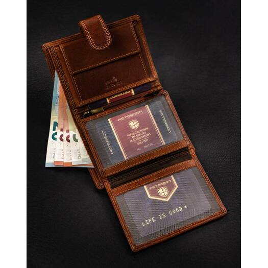 Leather wallet RFID PETERSON PTN WL-0306L-COM