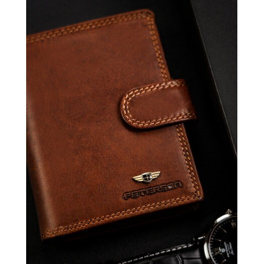 Leather wallet RFID PETERSON PTN WL-0306L-COM