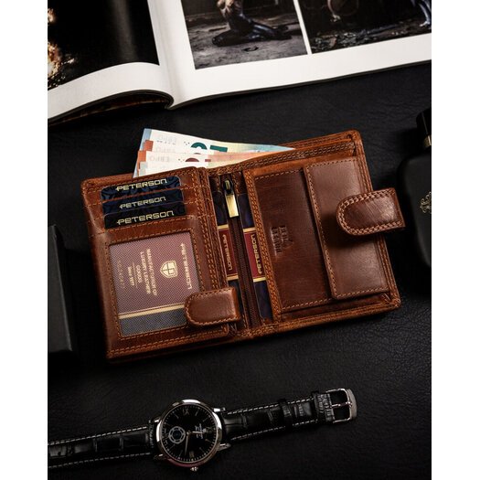 Leather wallet RFID PETERSON PTN WL-0306L-COM