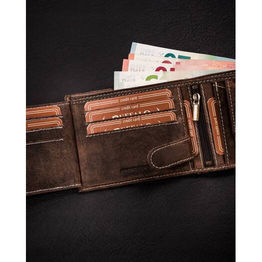 Leather wallet RFID BUFFALO WILD MR-02-BAW-BL