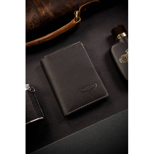 Leather wallet RFID BUFFALO WILD MR-04-BAW-BL