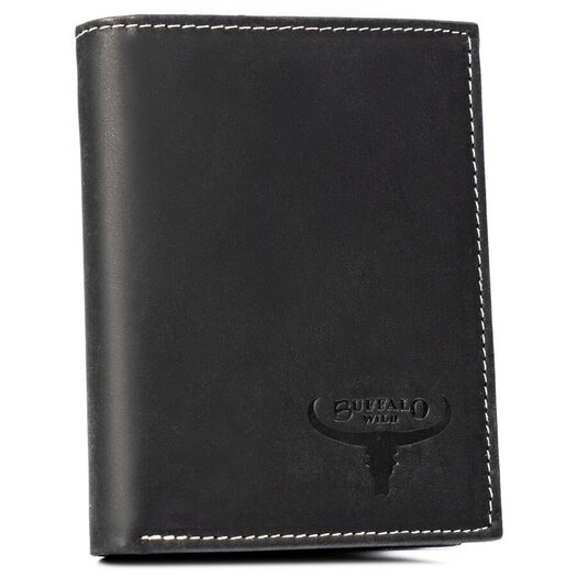 Leather wallet RFID BUFFALO WILD MR-04-BAW-BL