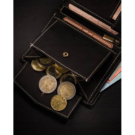 Leather wallet RFID BUFFALO WILD MR-04-BAW-BL