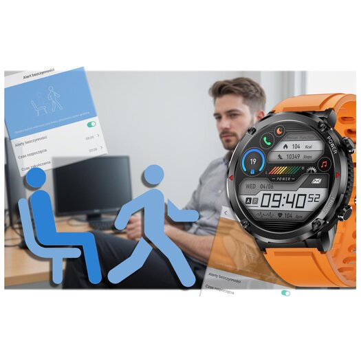 SMARTWATCH MĘSKI GRAVITY GT21-2 - BLUETOOTH CALL, DODATKOWY PASEK (sg025b)