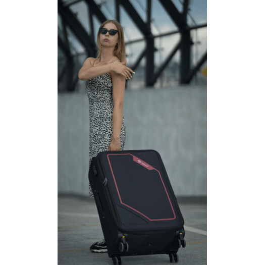 Medium soft luggage M 23   Solier STL2240 black-red