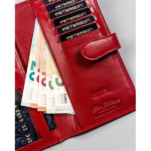 Leather wallet RFID PETERSON PTN RD-49-GCL