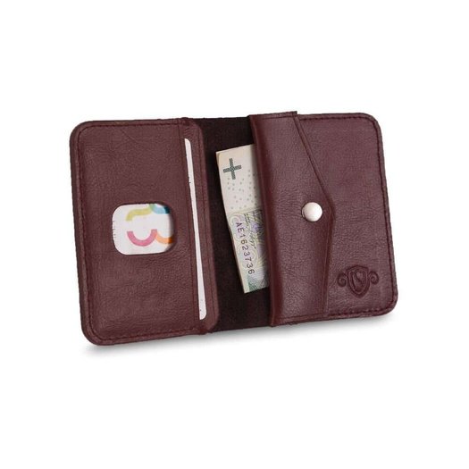 Slim leather men's wallet with coin holder SOLIER SW16 SLIM brown maroon