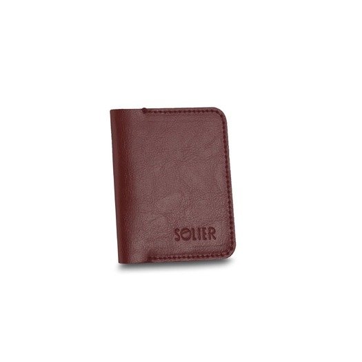 Slim leather men's wallet with coin holder SOLIER SW16 SLIM brown maroon