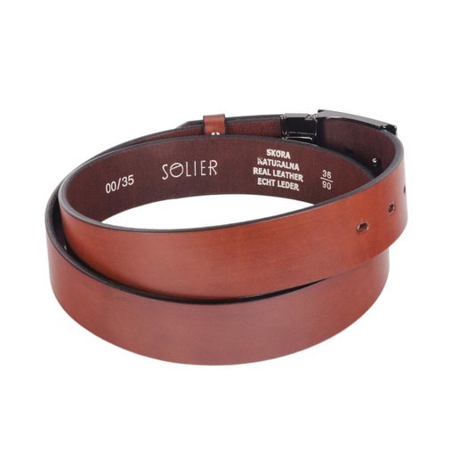 Elegant dark brown leather belt SOLIER SB12