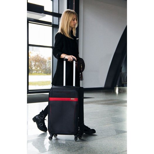 Large soft luggage L Solier STL1311 black-red