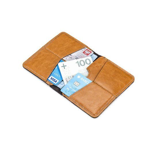 Slim leather men's wallet SOLIER SW10 SLIM LIGHT BROWN