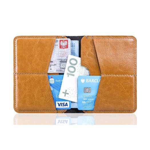 Slim leather men's wallet SOLIER SW10 SLIM LIGHT BROWN