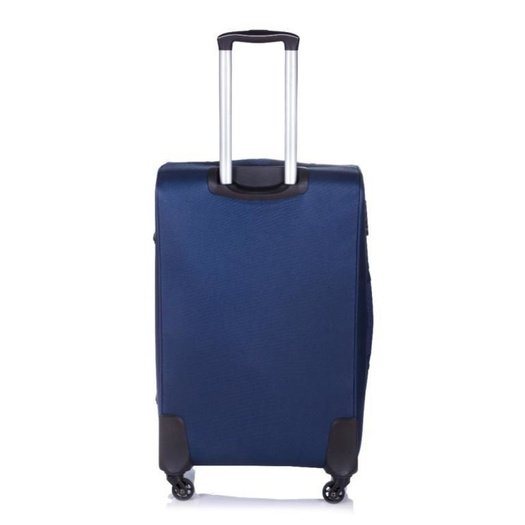 Solier Koffer Weich Trolley 4 Rollen Reisekoffer mit Teleskopgriff und Kombinationsschloss STL1316 (Marineblau/braun, L)