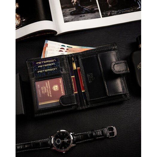 Leather wallet RFID PETERSON PTN WL-0306L-COM