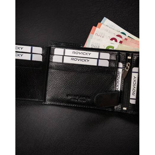 Leather wallet RFID ROVICKY N61L-RPVT-BL