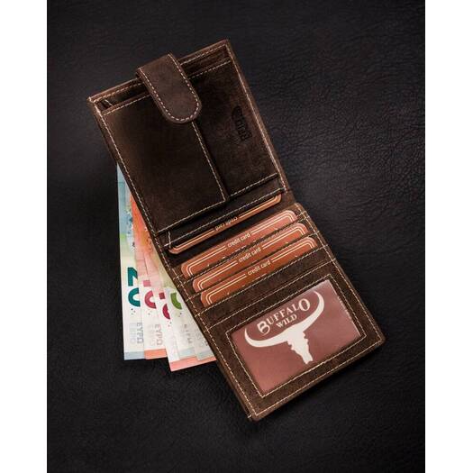 Leather wallet RFID BUFFALO WILD MR-01L-BAW-BL