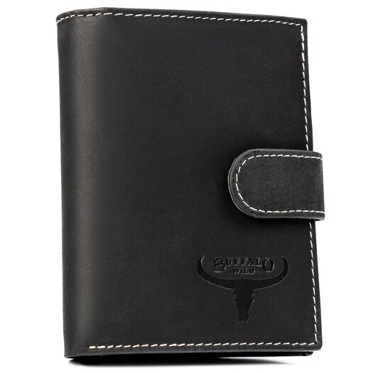 Leather wallet RFID BUFFALO WILD MR-03L-BAW-BL