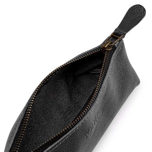 Leather pencil case Solier SA51 black