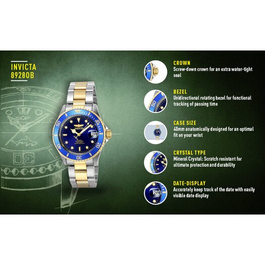 Laikrodis vyrams INVICTA AUTOMATIC Pro Diver 8928OB- WR200 + BOX