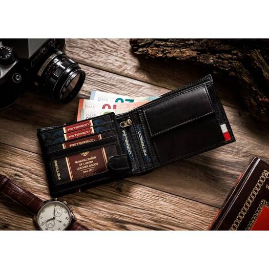 Leather wallet & belt set PETERSON PTN ZM41