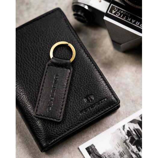 Leather wallet & key ring PETERSON PTN SET-M-N4-D