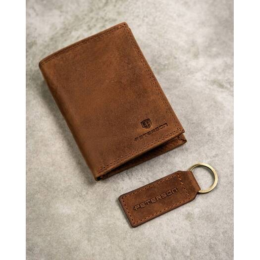 Leather wallet & key ring set PETERSON PTN SET-M-1542