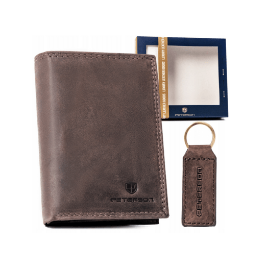 Leather wallet & key ring set PETERSON PTN SET-M-1542