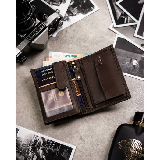 Leather wallet & key ring set PETERSON PTN SET-M-1542