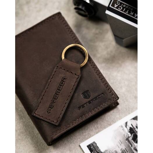 Leather wallet & key ring set PETERSON PTN SET-M-1542